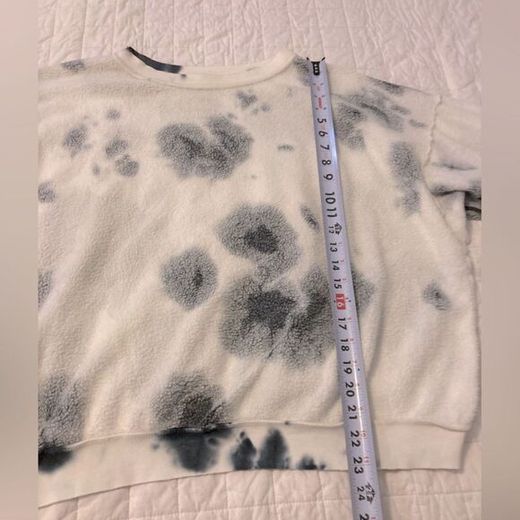 Free People Intimately Black White Paint Splatter Fleece Oversized Sweatshirt SP - Picture 6 of 8